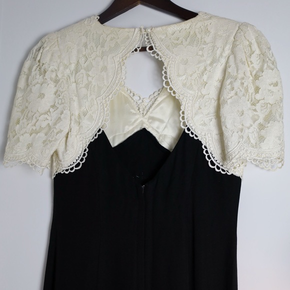 SOLD Scott McClintock Vintage 90's Lace Neckline Formal Long Dress Cocktail Gown - Picture 11 of 16